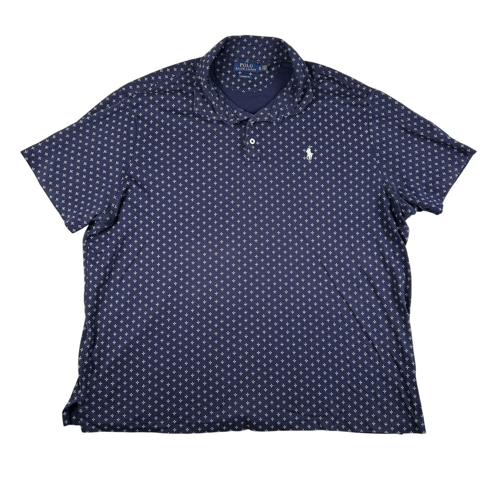 Polo Ralph Lauren Shirt Mens XL Classic Fit Floral Print Polo Short Sleeve Blue